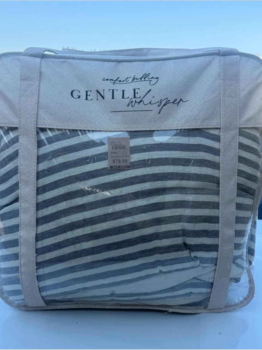 King size comforter Gray stripped